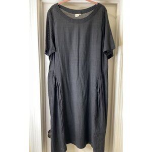 World Of Crow Womens Black Cotton Midi Dress Size 1X Loose Fit